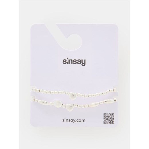 Sinsay - Bransoletka z błyszczącym wykończeniem 2 pack - srebrny ze sklepu Sinsay w kategorii Bransoletki - zdjęcie 185648364