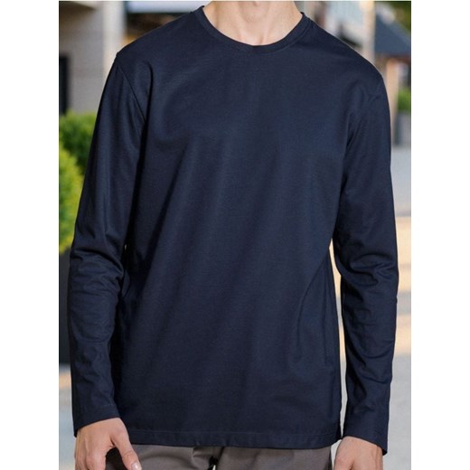 Sinsay - Bawełniana koszulka z długimi rękawami - granatowy ze sklepu Sinsay w kategorii T-shirty męskie - zdjęcie 185648392