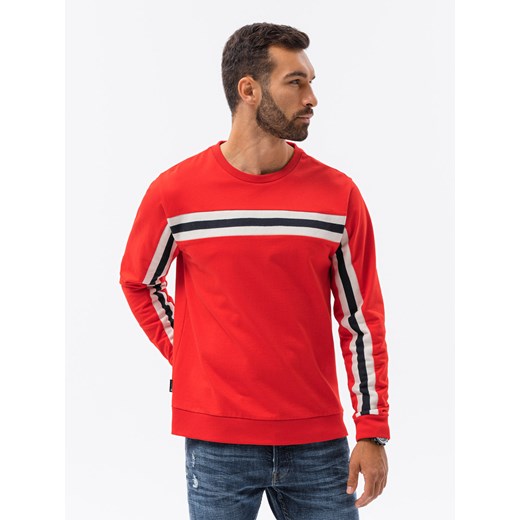Bluza męska z lampasem - czerwona V2 B1279 ze sklepu ombre w kategorii Bluzy męskie - zdjęcie 185649273