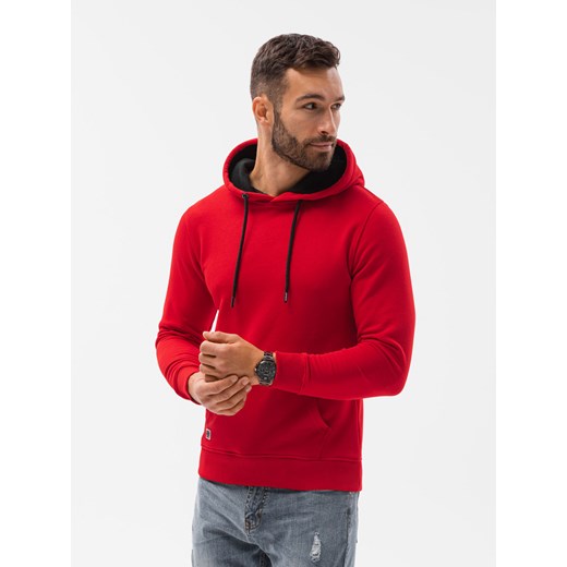 Bluza męska z kapturem - czerwona B1224 ze sklepu ombre w kategorii Bluzy męskie - zdjęcie 185649282