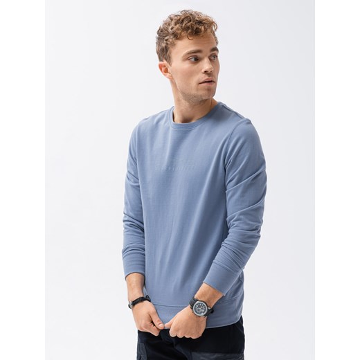Bluza męska bez kaptura z nadrukiem - niebieska B1160 ze sklepu ombre w kategorii Bluzy męskie - zdjęcie 185649311