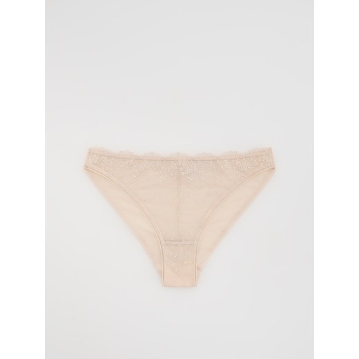 Reserved - Majtki typu bikini z haftem - kremowy ze sklepu Reserved w kategorii Majtki damskie - zdjęcie 185649541