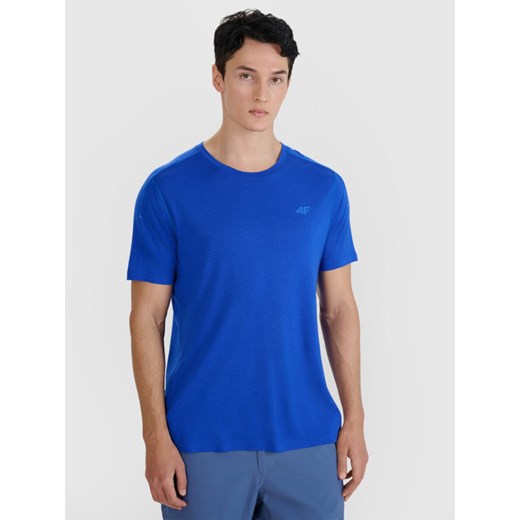 Męska koszulka trekkingowa 4F 4FWSS25TFTSM1268 - niebieska ze sklepu Sportstylestory.com w kategorii T-shirty męskie - zdjęcie 185649923