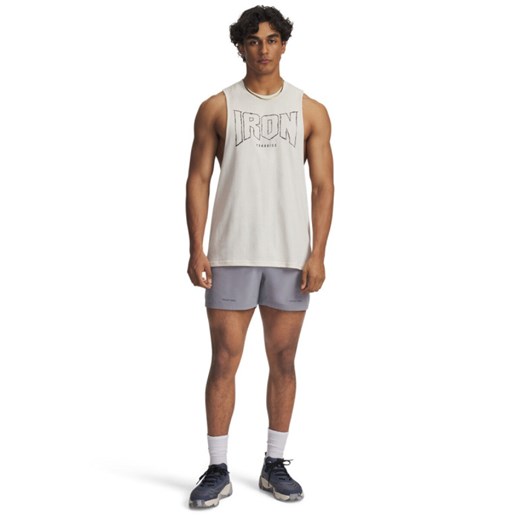 Męskie spodenki treningowe Under Armour Project Rock Ultimate Short - szare ze sklepu Sportstylestory.com w kategorii Spodenki męskie - zdjęcie 185650100