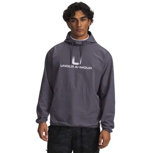 Męska bluza nierozpinana z kapturem Under Armour UA Unstoppable Wvn Hoodie - szara ze sklepu Sportstylestory.com w kategorii Bluzy męskie - zdjęcie 185650152
