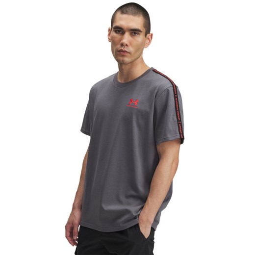 Męski t-shirt Under Armour UA Icon HWT Tee Taping - szary ze sklepu Sportstylestory.com w kategorii T-shirty męskie - zdjęcie 185650160