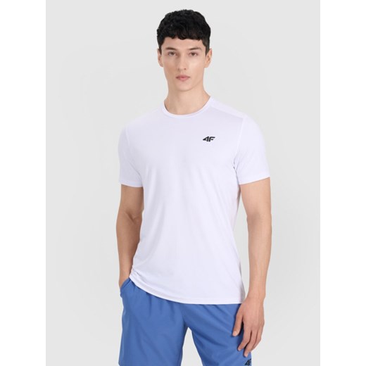 Męska koszulka treningowa 4F 4FWMM00TFTSM1830 - biała ze sklepu Sportstylestory.com w kategorii T-shirty męskie - zdjęcie 185650361