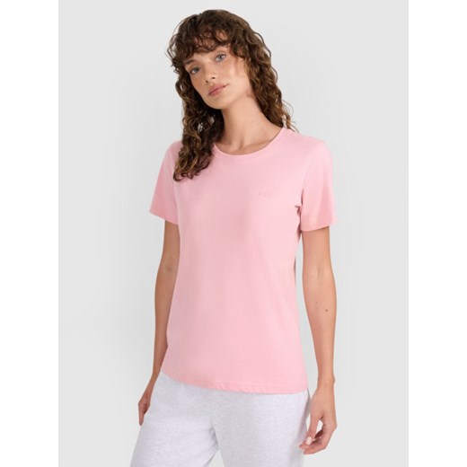 Damski t-shirt basic 4F 4FWMM00TTSHF2356 - różowy ze sklepu Sportstylestory.com w kategorii Bluzki damskie - zdjęcie 185650372