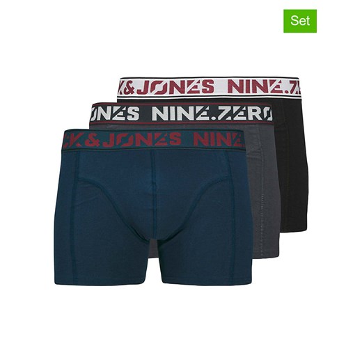 Jack &amp; Jones Bokserki (3 pary) &quot;Jaccolton&quot; w kolorze niebiesko-szaro-czarnym ze sklepu Limango Polska w kategorii Majtki męskie - zdjęcie 185651162