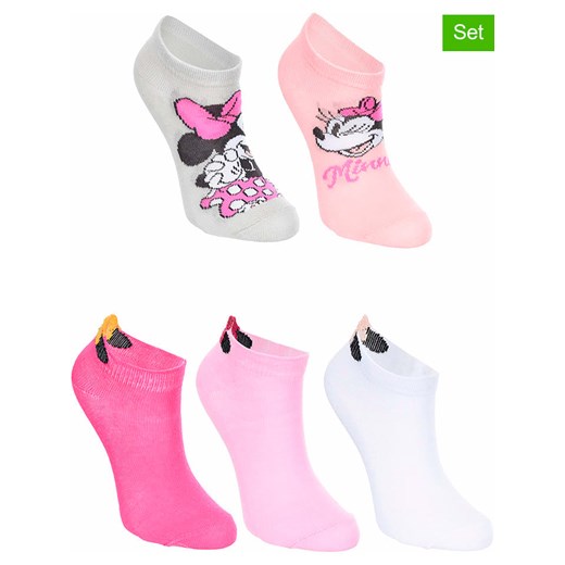 Disney Minnie Mouse Skarpety (5 par) &quot;Minnie&quot; w kolorze jasnoróżowo-różowo-białym ze sklepu Limango Polska w kategorii Skarpetki dziecięce - zdjęcie 185651350