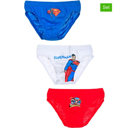 Superman Slipki (3 pary) &quot;Superman&quot; w kolorze biało-niebiesko-czerwonym ze sklepu Limango Polska w kategorii Majtki dziecięce - zdjęcie 185651363
