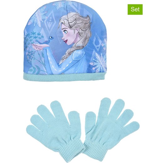 FROZEN 2-częściowy zestaw &quot;Kraina Lodu&quot; w kolorze błękitnym ze sklepu Limango Polska w kategorii Czapki dziecięce - zdjęcie 185652342