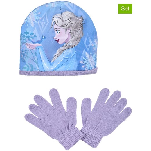 FROZEN 2-częściowy zestaw &quot;Kraina Lodu&quot; w kolorze fioletowo-błękitnym ze sklepu Limango Polska w kategorii Czapki dziecięce - zdjęcie 185652343