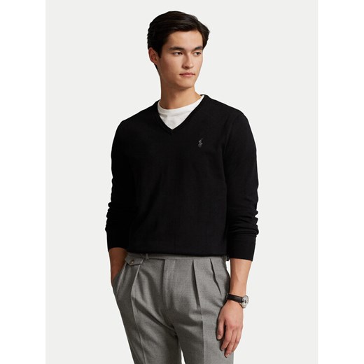 Polo Ralph Lauren Sweter Ls Sf Vn Pp 710670789003 Czarny Regular Fit ze sklepu MODIVO w kategorii Swetry męskie - zdjęcie 185653901