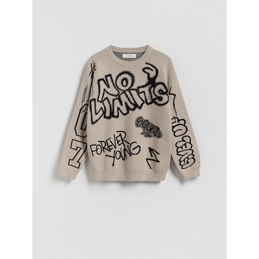 Reserved - Sweter z wiskozą - beżowy ze sklepu Reserved w kategorii Swetry chłopięce - zdjęcie 185658280
