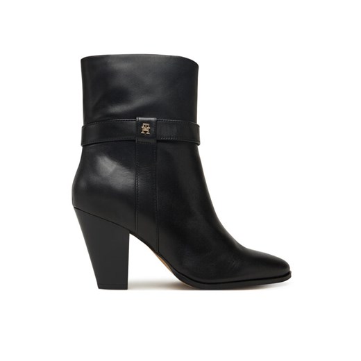 Tommy Hilfiger Botki Th T-Strap Leather Pointy Bootie FW0FW08984 Czarny ze sklepu MODIVO w kategorii Botki - zdjęcie 185659142
