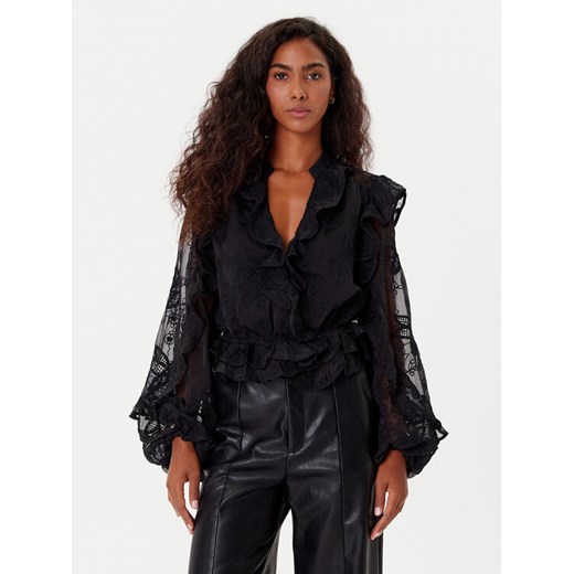 BARDOT Bluzka Frill Embroidered 59896TB2 Czarny Regular Fit ze sklepu MODIVO w kategorii Bluzki damskie - zdjęcie 185659372