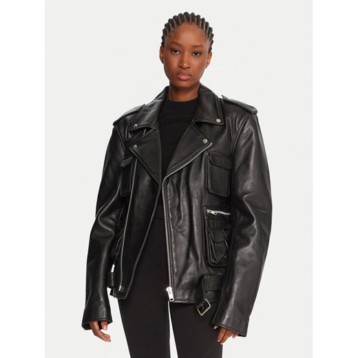 NEW ROCK Kurtka skórzana W-NRLMJ078-S1 Czarny Regular Fit ze sklepu MODIVO w kategorii Kurtki damskie - zdjęcie 185659540