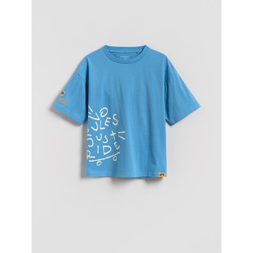 Reserved - Bawełniany t-shirt z nadrukiem - niebieski ze sklepu Reserved w kategorii T-shirty chłopięce - zdjęcie 185661913