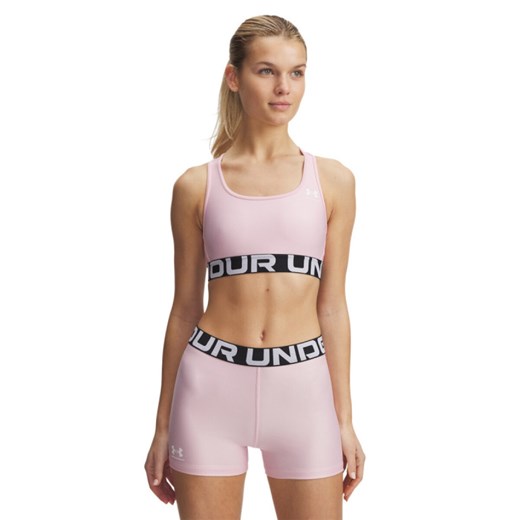 Biustonosz treningowy Under Armour UA Hg Authentics Mid Branded - różowy ze sklepu Sportstylestory.com w kategorii Biustonosze - zdjęcie 185662214