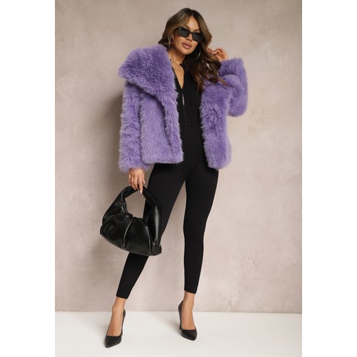 Fioletowa Kurtka Futro z Długim Włosiem Zelita Renee L renee.pl