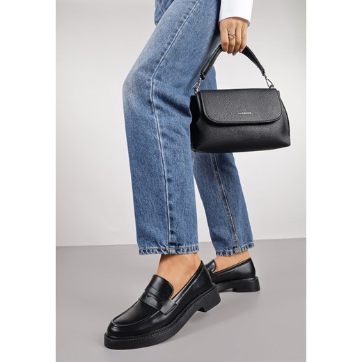 Czarne Mokasyny Vices z Ozdobną Wstawką Akelie ze sklepu born2be.pl w kategorii Mokasyny damskie - zdjęcie 185664734