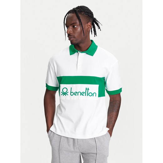 United Colors Of Benetton Polo 3MCYU301U Biały Regular Fit ze sklepu MODIVO w kategorii T-shirty męskie - zdjęcie 185665664