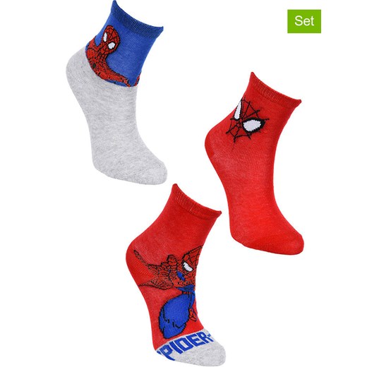 Spiderman Skarpety (3 pary) &quot;Spider-Man&quot; w kolorze czerwono-szarym ze sklepu Limango Polska w kategorii Skarpetki dziecięce - zdjęcie 185668981