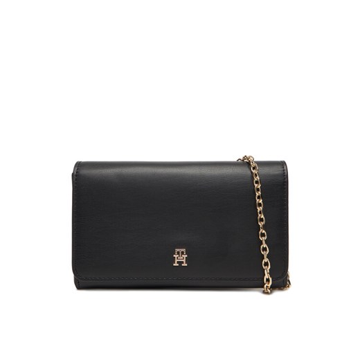 Torebka Tommy Hilfiger Th Icon Flap W/ Chain AW0AW17958 Czarny ze sklepu eobuwie.pl w kategorii Kopertówki - zdjęcie 185669332