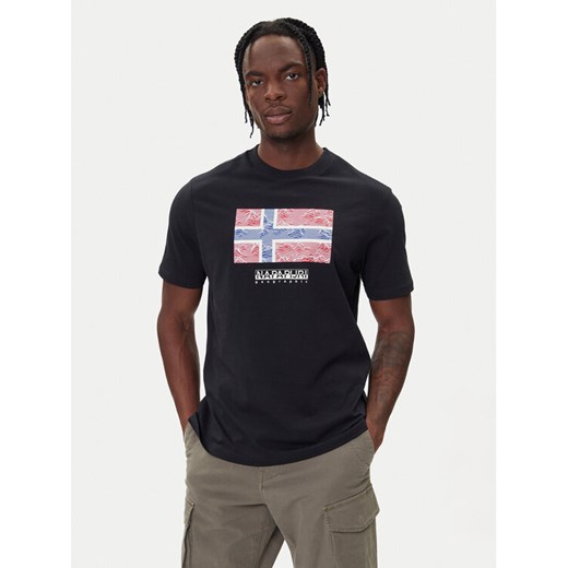 Napapijri T-Shirt S-Drapeau Ss NP0A891K Czarny Regular Fit ze sklepu MODIVO w kategorii T-shirty męskie - zdjęcie 185669973