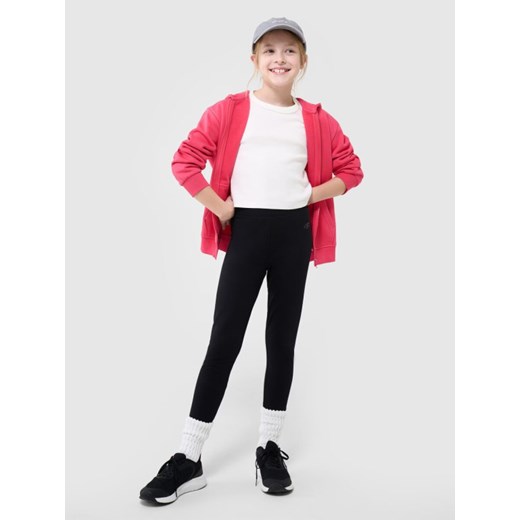 Dziewczęce legginsy dzianinowe 4F 4FJWMM00TTIGF220-20S - czarne ze sklepu Sportstylestory.com w kategorii Spodnie dziewczęce - zdjęcie 185670932