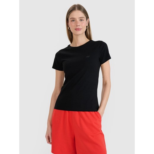 Damski t-shirt basic 4F 4FWMM00TTSHF2673 - czarny ze sklepu Sportstylestory.com w kategorii Bluzki damskie - zdjęcie 185671021