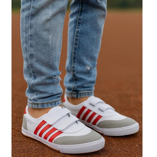 Białe trampki halówki na rzepy /D8-1 18083 T186/ ze sklepu Pantofelek24.pl w kategorii Trampki dziecięce - zdjęcie 185671401