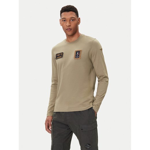 Aeronautica Militare Longsleeve 252TS2488UJ00710 Khaki Regular Fit ze sklepu MODIVO w kategorii T-shirty męskie - zdjęcie 185672821