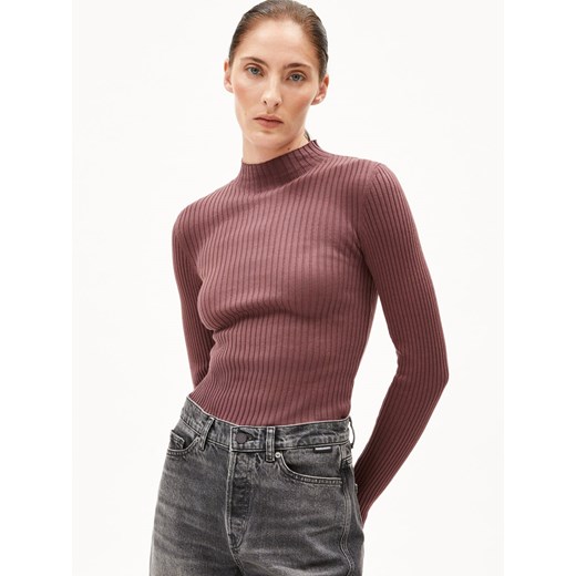 ARMEDANGELS Damski sweter z dzianiny - Alaania Kobiety Bawełna drzewo różane jednolity ze sklepu vangraaf w kategorii Swetry damskie - zdjęcie 185676811