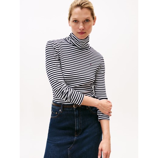 Tommy Hilfiger Damska koszulka z długim rękawem Kobiety Dżersej granatowy w paski ze sklepu vangraaf w kategorii Bluzki damskie - zdjęcie 185676821