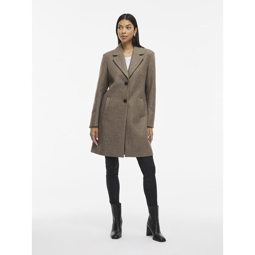 Vila Płaszcz damski VIClaudia Kobiety Sztuczne włókno brązowy marmurkowy ze sklepu vangraaf w kategorii Płaszcze damskie - zdjęcie 185676824