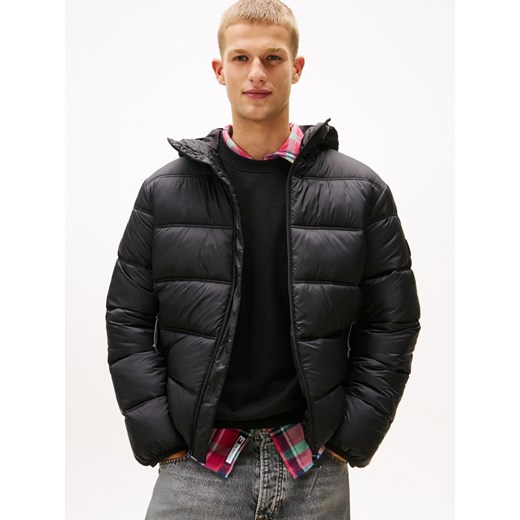 Tommy Jeans Pikowana kurtka męska Mężczyźni Sztuczne włókno czarny jednolity ze sklepu vangraaf w kategorii Kurtki męskie - zdjęcie 185676832