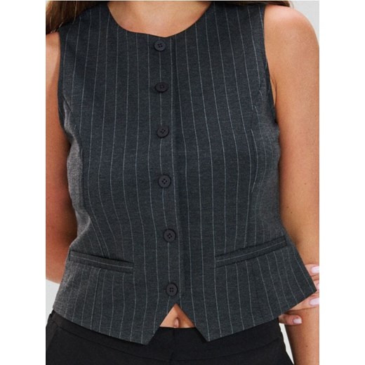 Sinsay - Kamizelka garniturowa w paski - szary ze sklepu Sinsay w kategorii Kamizelki damskie - zdjęcie 185677544