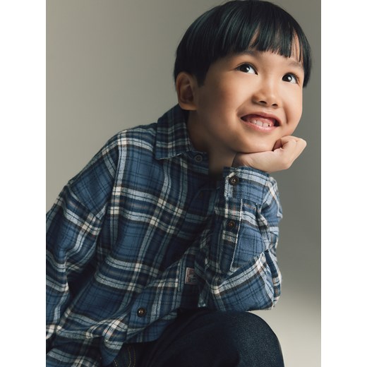 Reserved - Bawełniana koszula w kratę - jasnoniebieski ze sklepu Reserved w kategorii Koszule chłopięce - zdjęcie 185677603