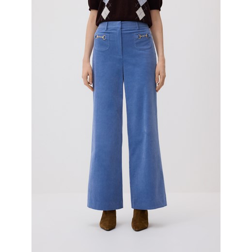 Reserved - Sztruksowe spodnie z kieszeniami - jasnoniebieski ze sklepu Reserved w kategorii Spodnie damskie - zdjęcie 185677983