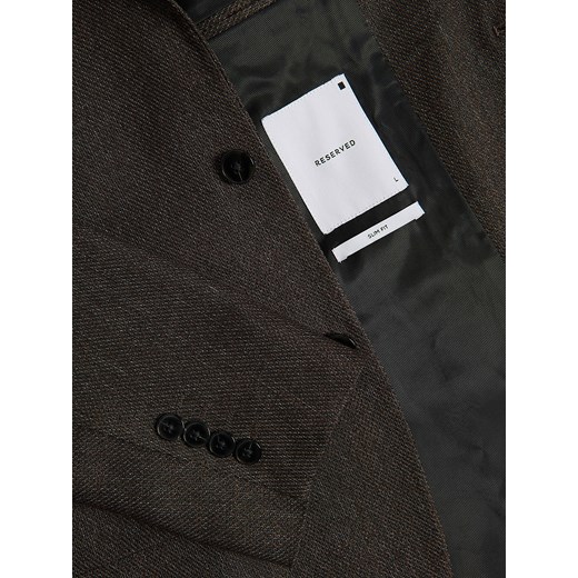 Reserved - Marynarka slim fit z wiskozą - ciemnobrązowy Reserved L Reserved