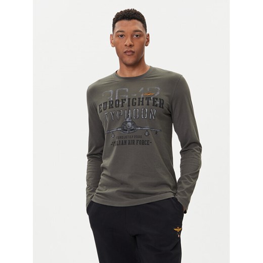 Aeronautica Militare Longsleeve 252TS2477UJ00641 Szary Regular Fit ze sklepu MODIVO w kategorii T-shirty męskie - zdjęcie 185679132