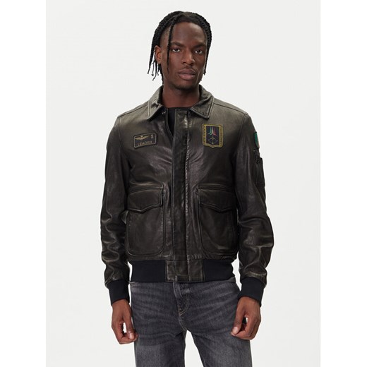 Aeronautica Militare Kurtka skórzana 252PN0895U100839 Czarny Regular Fit ze sklepu MODIVO w kategorii Kurtki męskie - zdjęcie 185679210