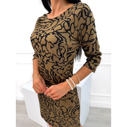 Brązowa Sukienka w Czarny Wzór Modnakiecka.pl 42 ModnaKiecka.pl
