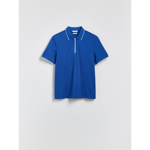 Reserved - Koszulka polo z merceryzowaną bawełną - niebieski ze sklepu Reserved w kategorii T-shirty męskie - zdjęcie 185683502