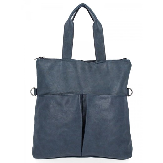 Uniwersalna Torebka Damska Hernan Shopper Bag XL Granatowa ze sklepu PaniTorbalska w kategorii Torby Shopper bag - zdjęcie 185684891
