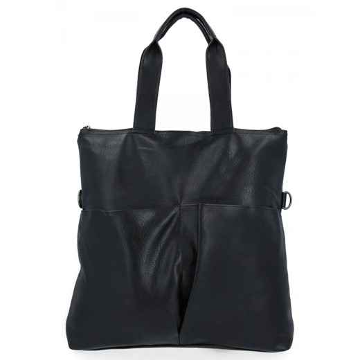 Uniwersalna Torebka Damska Hernan Shopper Bag XL Czarna ze sklepu PaniTorbalska w kategorii Torby Shopper bag - zdjęcie 185684952