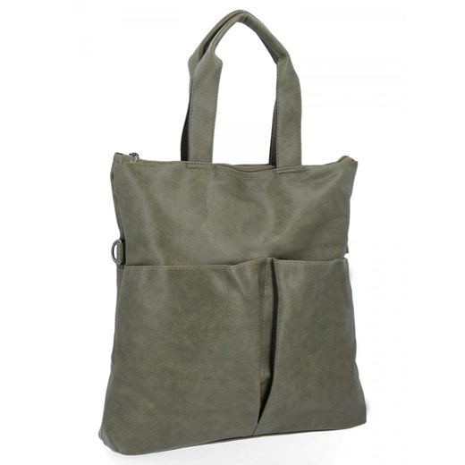 Uniwersalna Torebka Damska Hernan Shopper Bag XL Zielona ze sklepu PaniTorbalska w kategorii Torby Shopper bag - zdjęcie 185684963