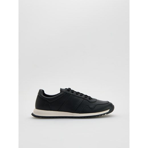 Reserved - Skórzane sneakersy - czarny ze sklepu Reserved w kategorii Buty sportowe męskie - zdjęcie 185685492